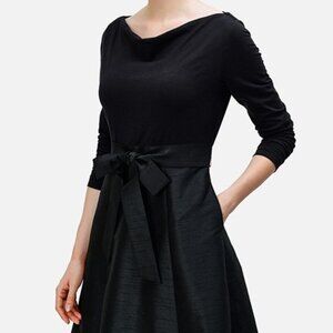 Cowl Neck Cotton Jersey And Dupioni Maxi Dress